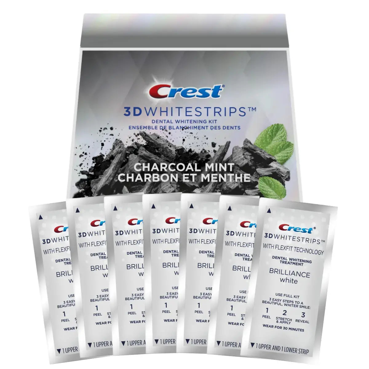 Bandes blanchissantes Crest Brilliance White Charcoal Mint Whitestrips